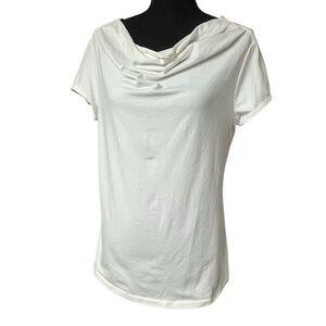 Merona White Drape Cowl Neck Short Sleeve Top